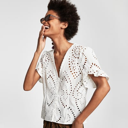 broderie anglaise blouse zara